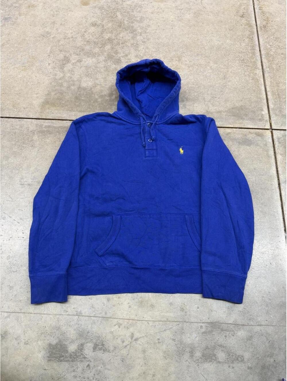 vintage polo ralph lauren royal blue small logo hoodie size xl